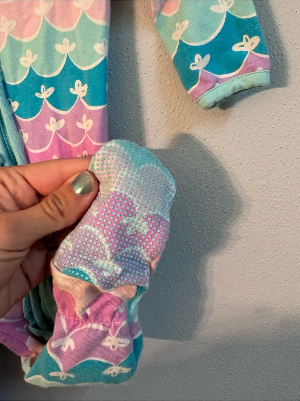 RuffleButts Baby Girls Mermaid Scale Footed Sleeper Pink Purple‎ Aqua 3-6M